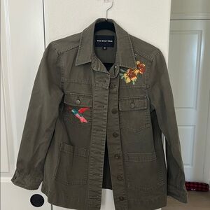 Who What Wear Khaki Floral Utility Jacket